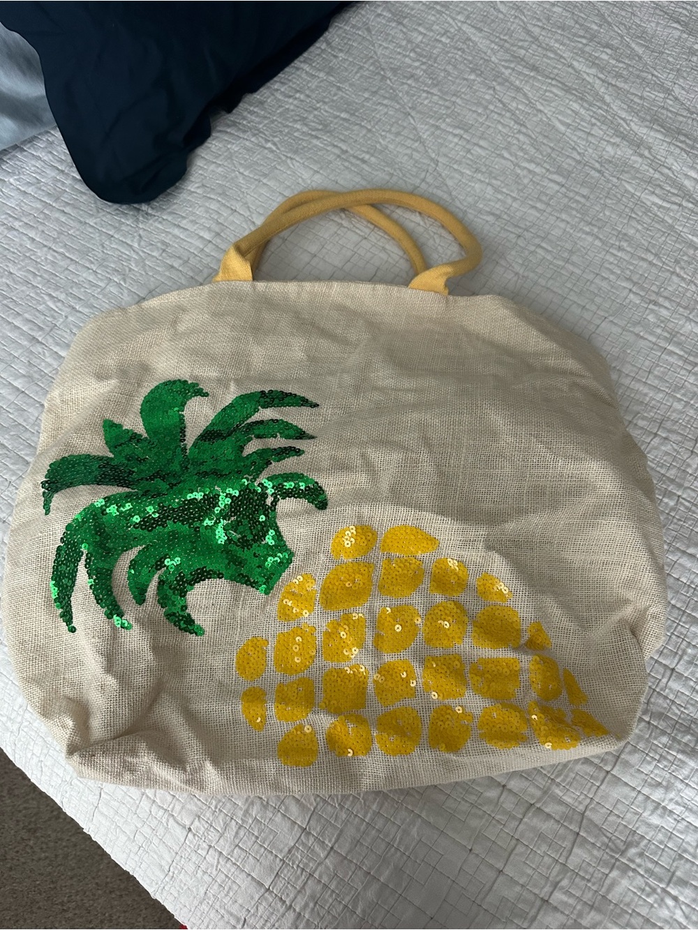 Sequin Pineapple Tote Bag - Yellow & Green